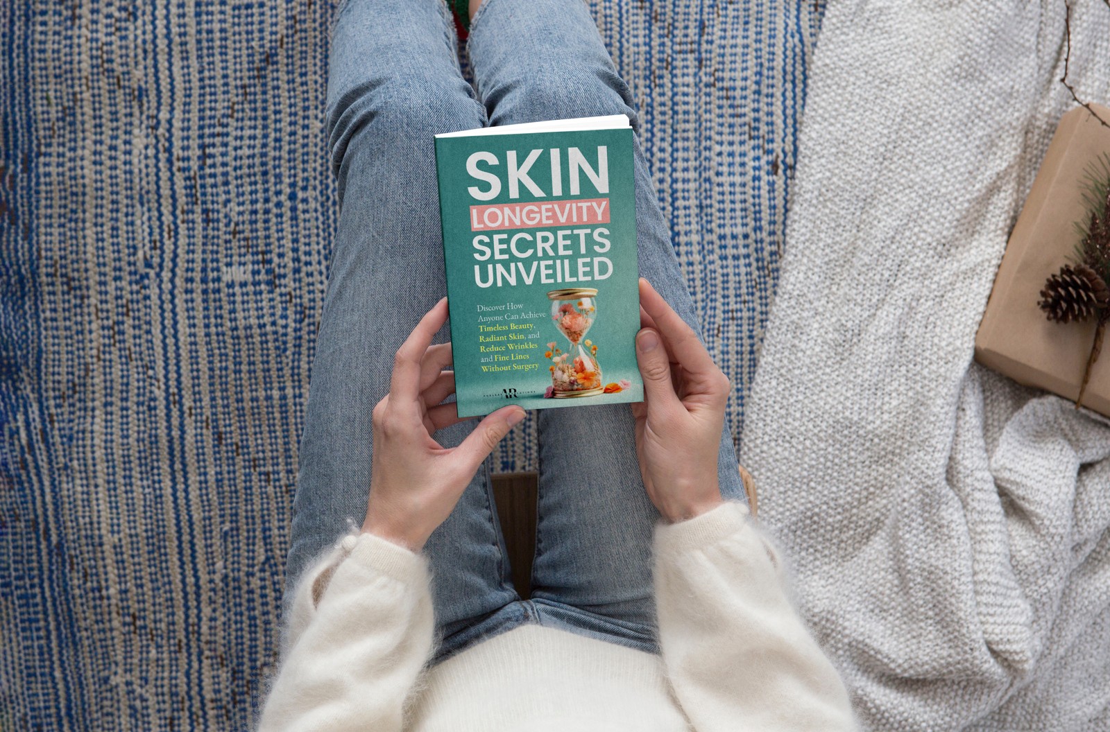 A reader holding Skin Longevity Secrets Unveiled